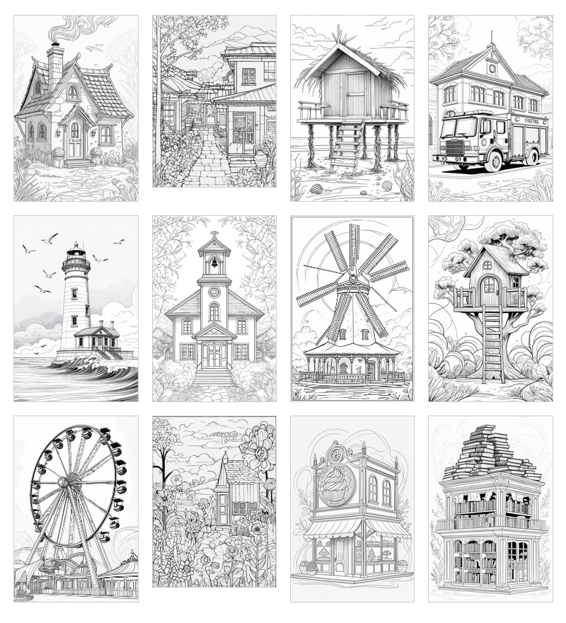 buildings coloring pages