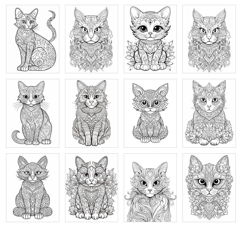 cat mandala coloring pages