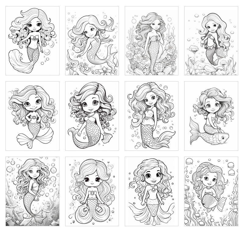 mermaid coloring pages