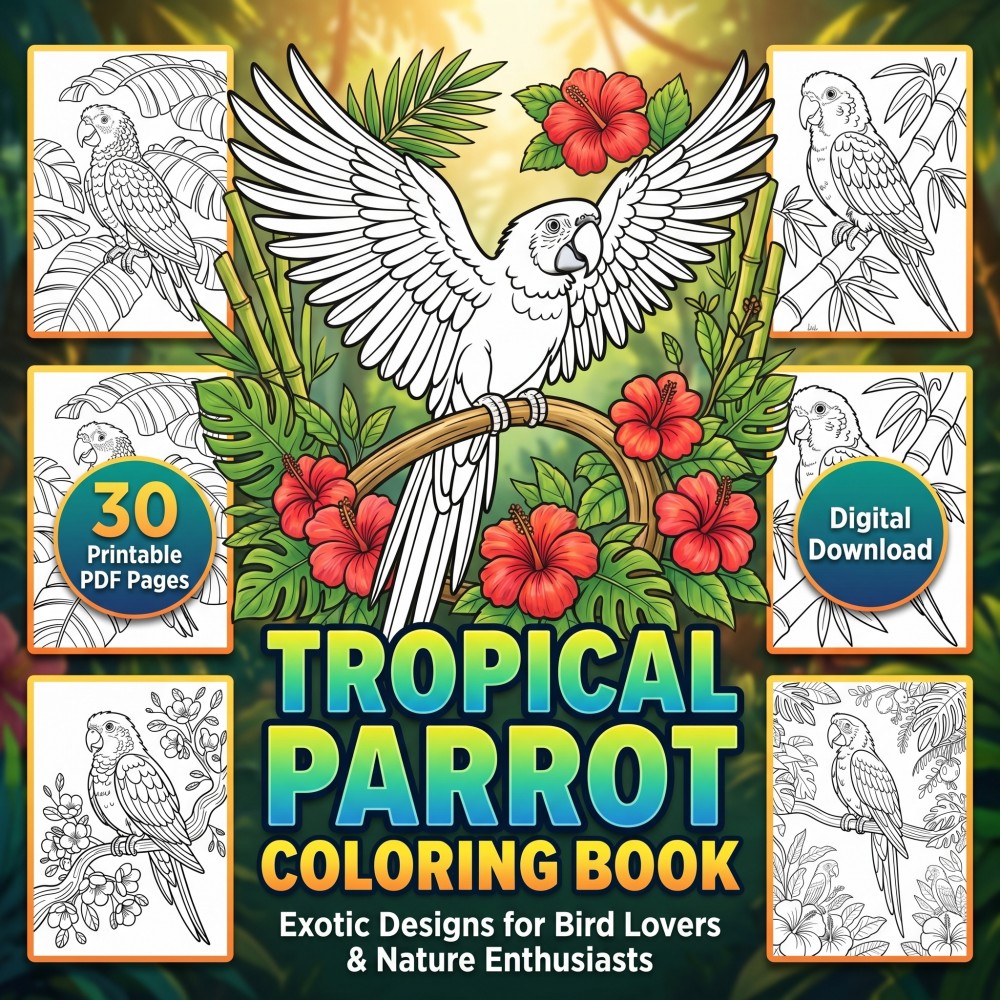 tropical bird coloring book