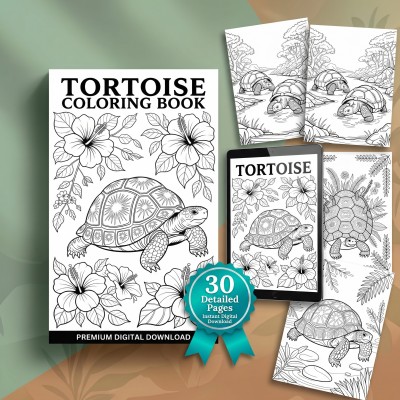Tortoise Coloring Book – Detailed Tortoise Species and Nature Scenes for All Ages, Printable PDF