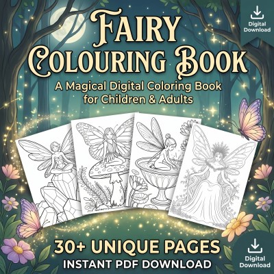 Fairy Colouring Book – Enchanted Magical Fairies and Fantasy Creatures, Printable PDF