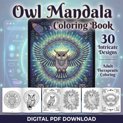 Owl Mandala Coloring Pages – Detailed Bird Art for Stress Relief and Relaxation, PDF Download