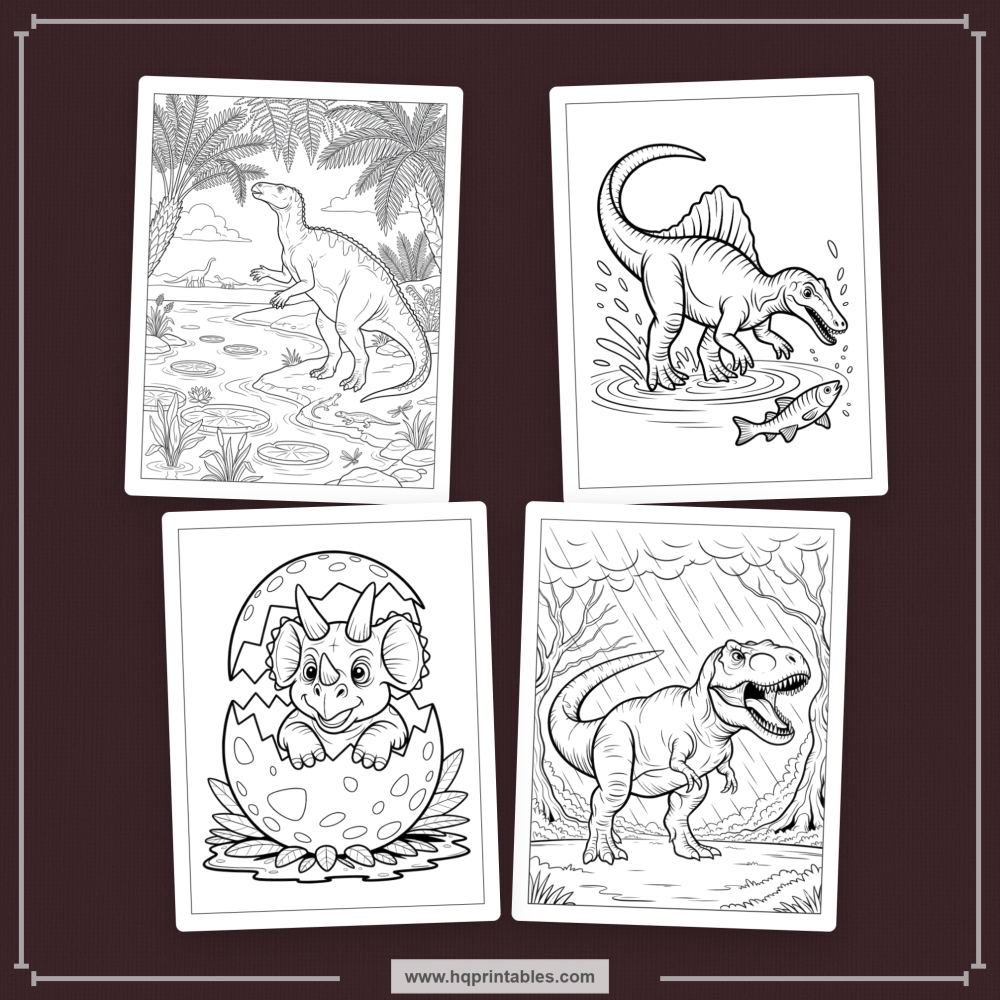 printable dino coloring book