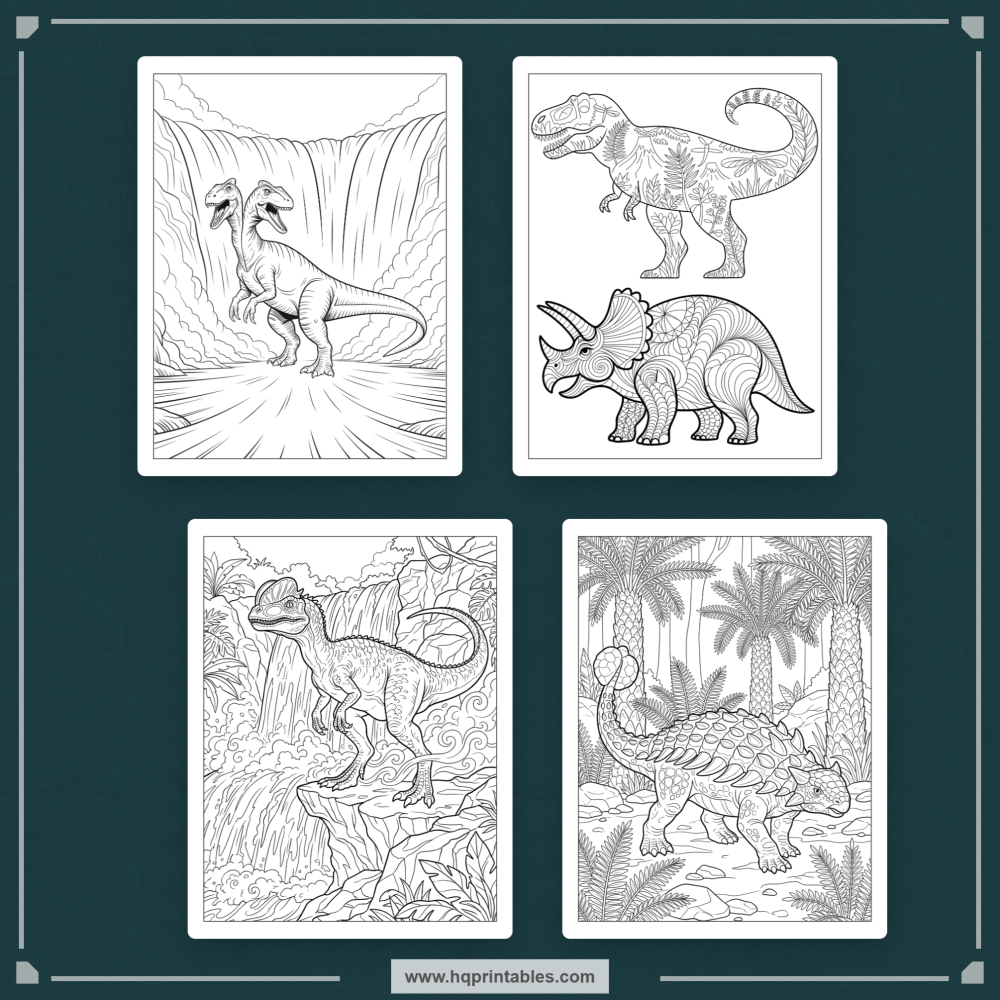 printable dino coloring book