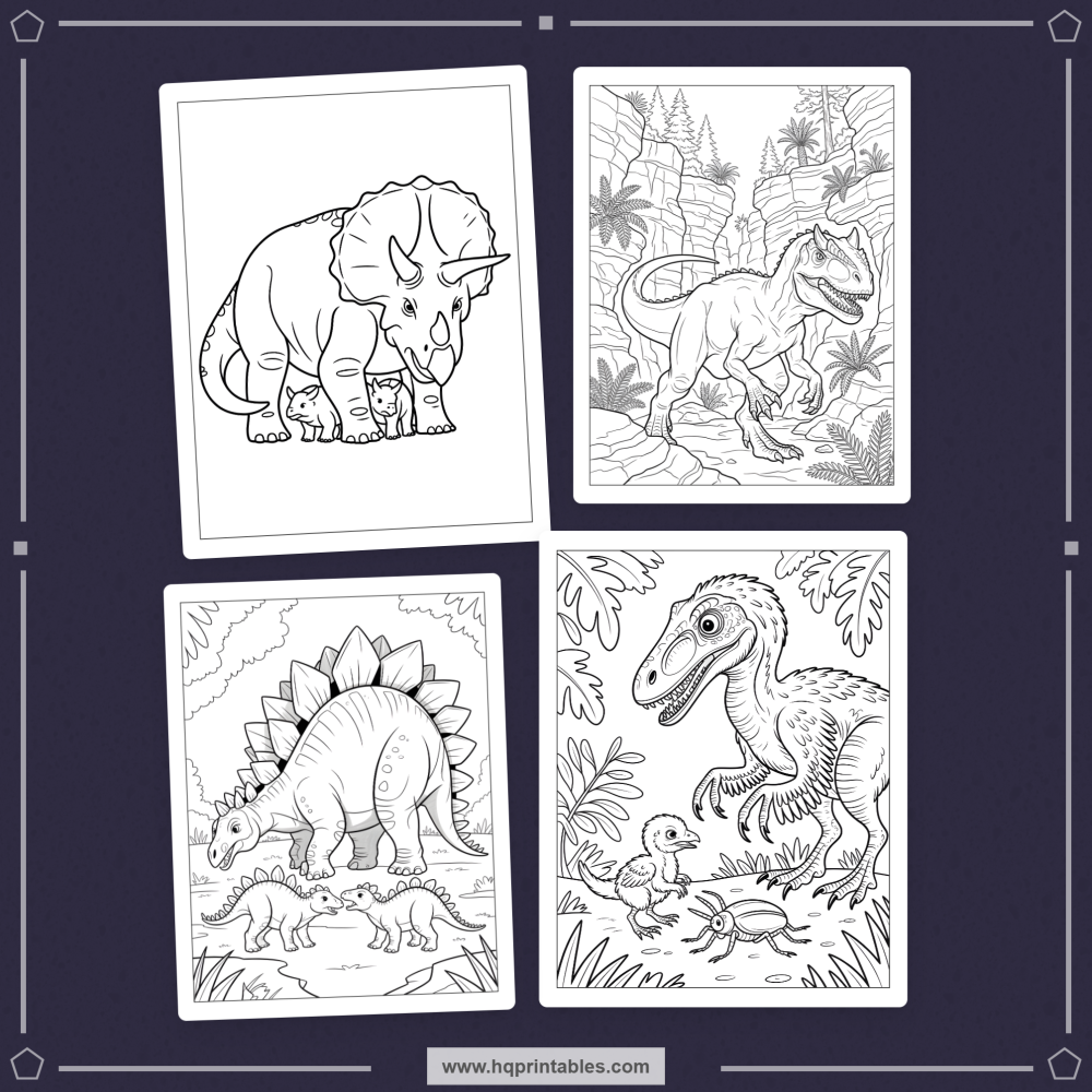 printable dino coloring book