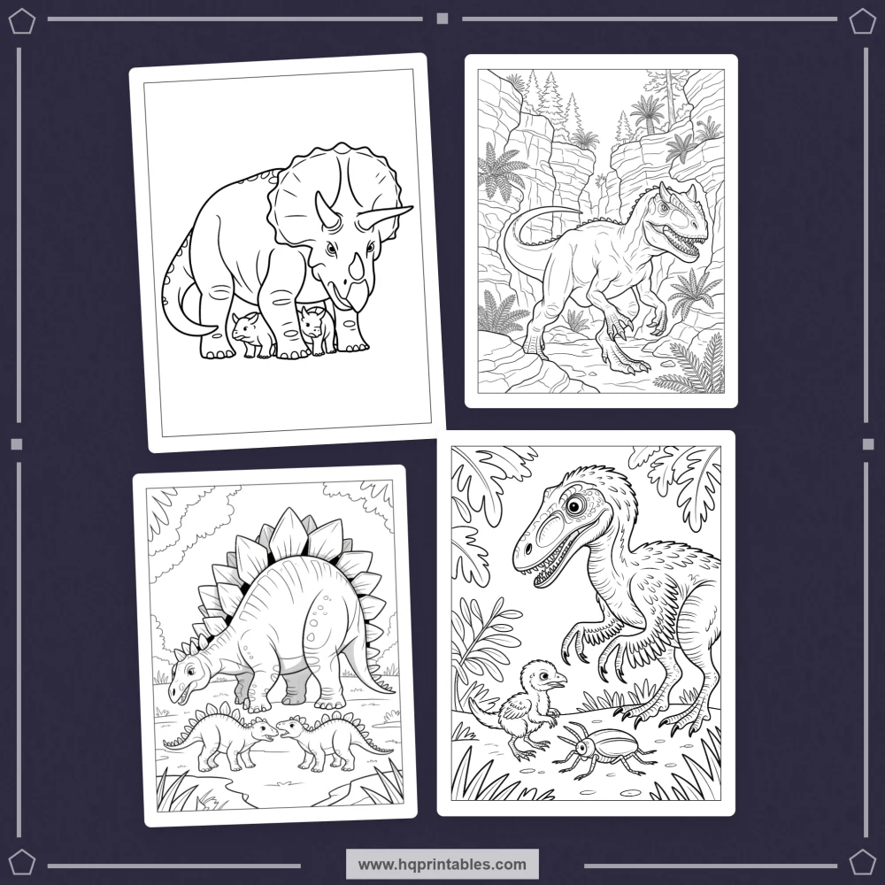 printable dino coloring book