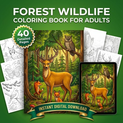 Forest Wildlife Coloring Book for Adults – Realistic Woodland Animals and Nature Scenes