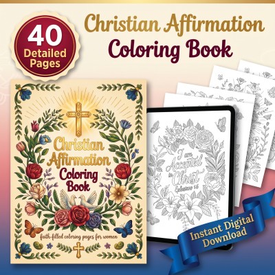 Christian Affirmation Coloring Book – Faith Devotional Bible Verse Women Adult Printable Coloring Pages