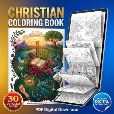 Christian Prayer Coloring Book – Devotional Faith Adult Printable Coloring Pages Digital Download