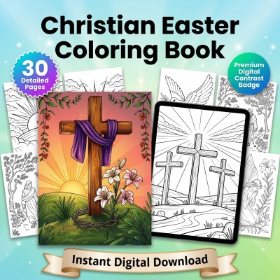 Christian Easter Coloring Book – Resurrection of Jesus Cross Religious Adult Printable Coloring Pages