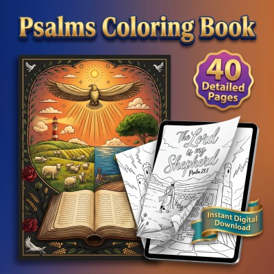 Psalms Coloring Book Adult – Bible Verse Scripture Christian Devotional Printable Coloring Pages