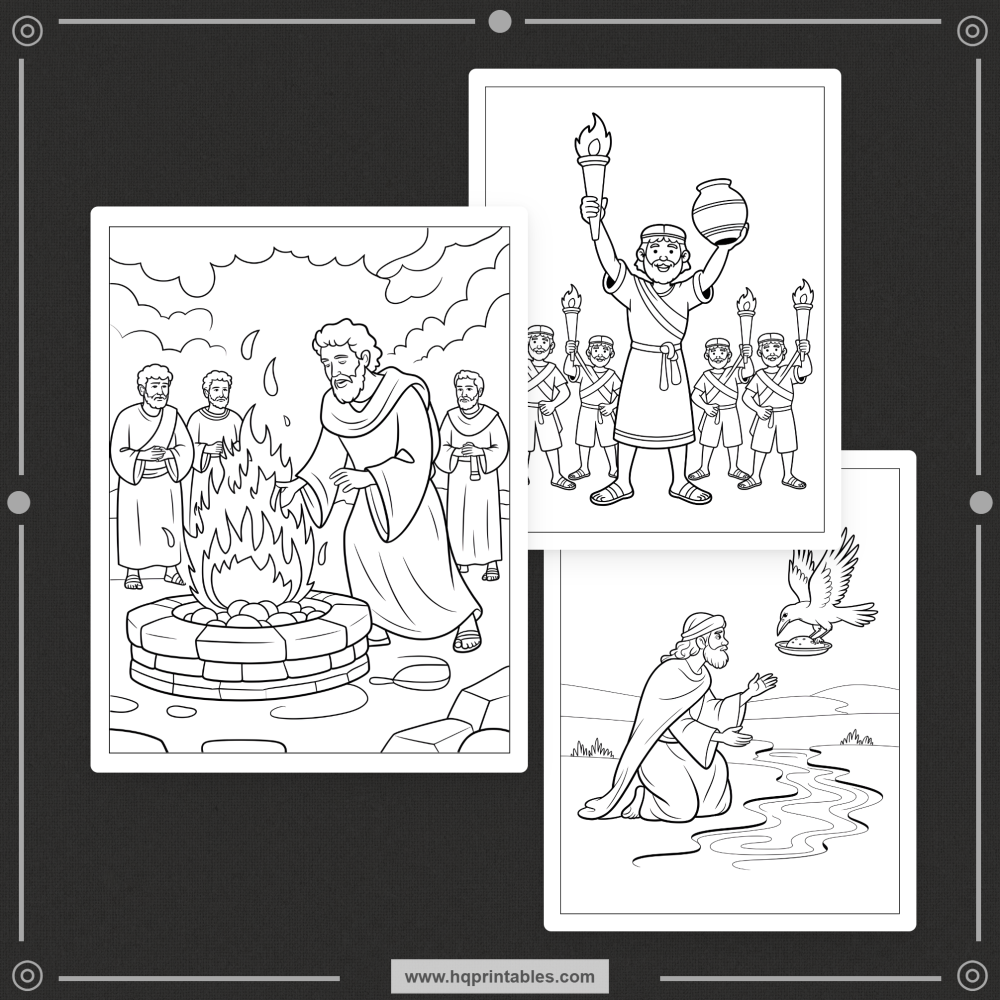 Printable kids coloring book pages featuring Old Testament heroes and Bible characters like David Moses and Noah
