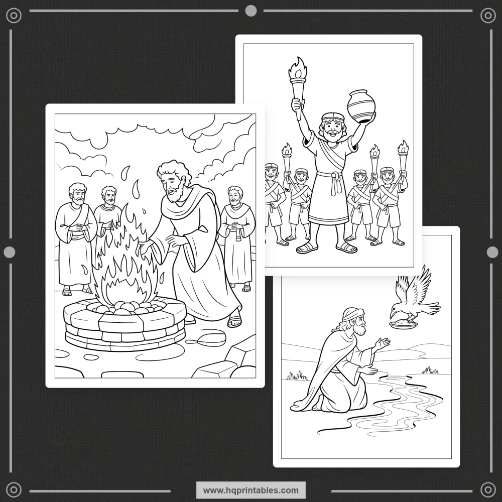 Printable kids coloring book pages featuring Old Testament heroes and Bible characters like David Moses and Noah