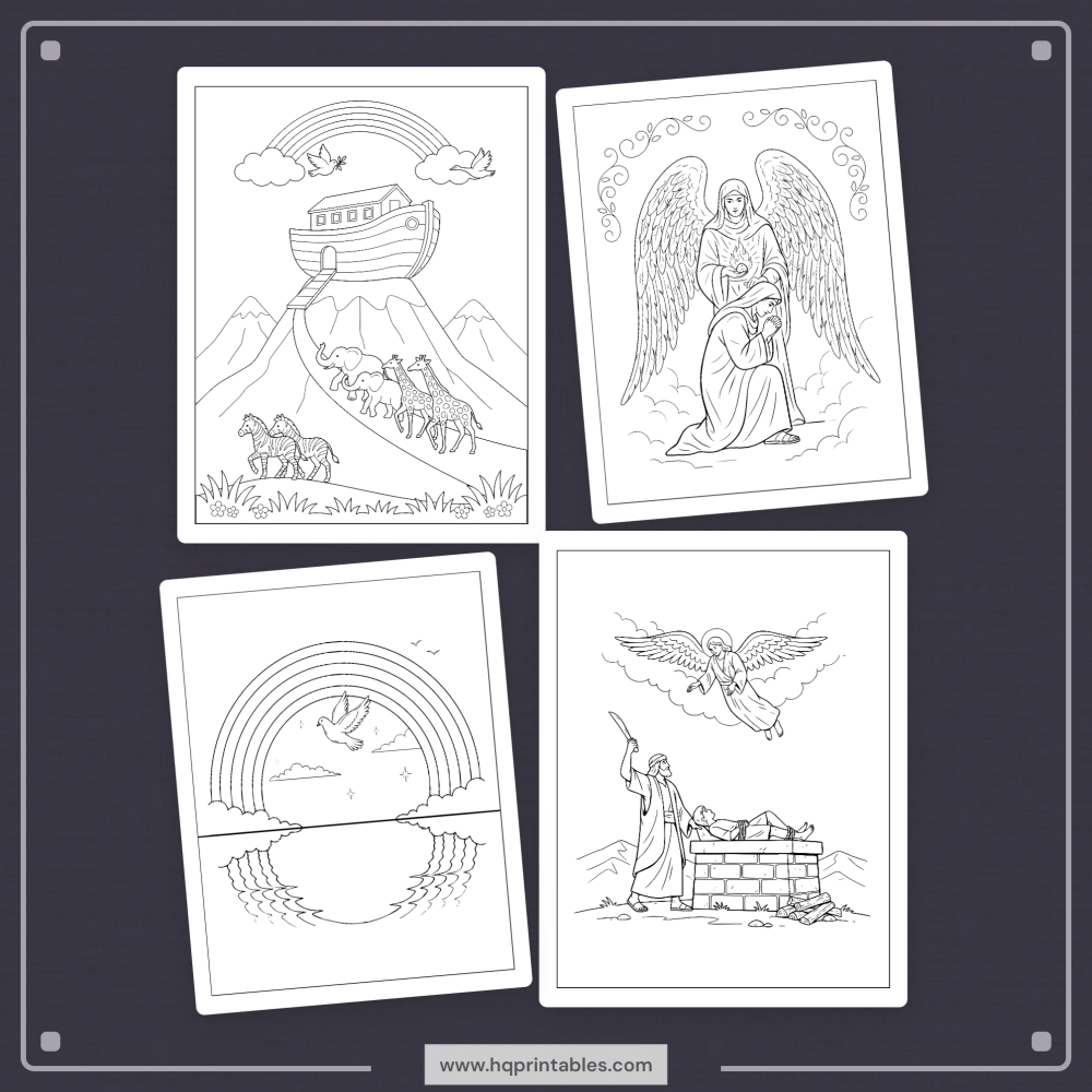 Printable Bible stories coloring book for kids with Old and New Testament Sunday school activity pages