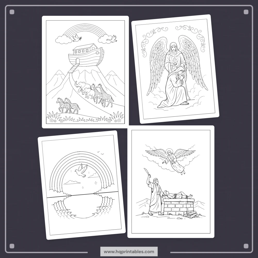 Printable Bible stories coloring book for kids with Old and New Testament Sunday school activity pages
