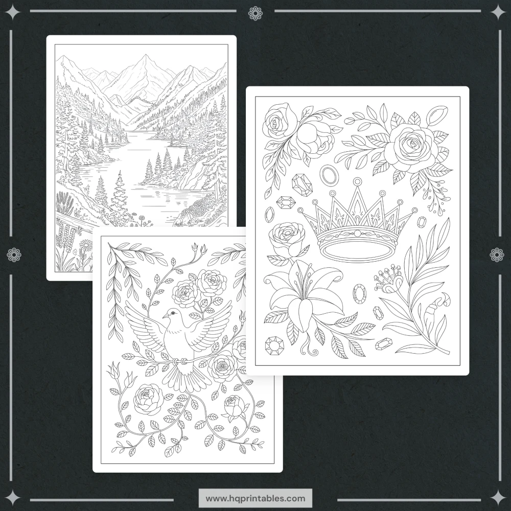 Digital download of printable Christian prayer coloring book featuring devotional faith pages for adults