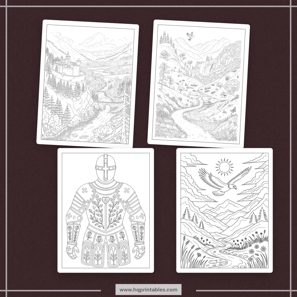 Digital download of printable Christian prayer coloring book featuring devotional faith pages for adults