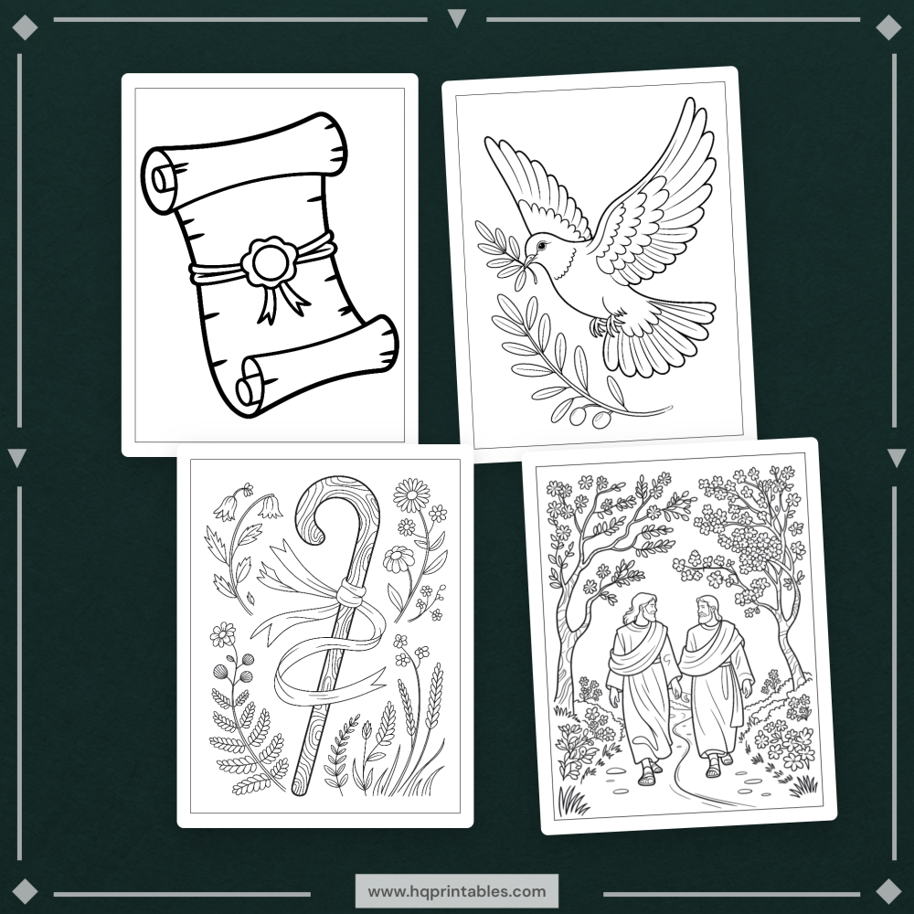 Printable Christian Easter coloring book for adults featuring the resurrection of Jesus crosses and religious themes