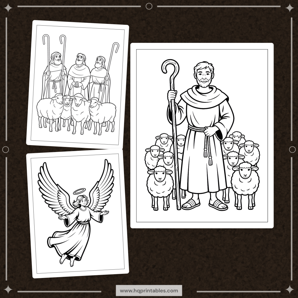 Printable nativity coloring book for adults featuring the Christmas birth of Jesus and religious Christian scenes