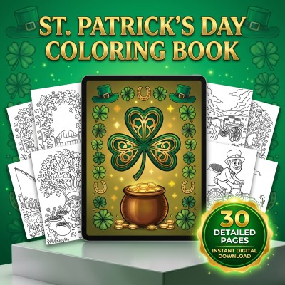 St Patricks Day Coloring Book – Irish Shamrock Lucky Adult Printable Coloring Pages Download