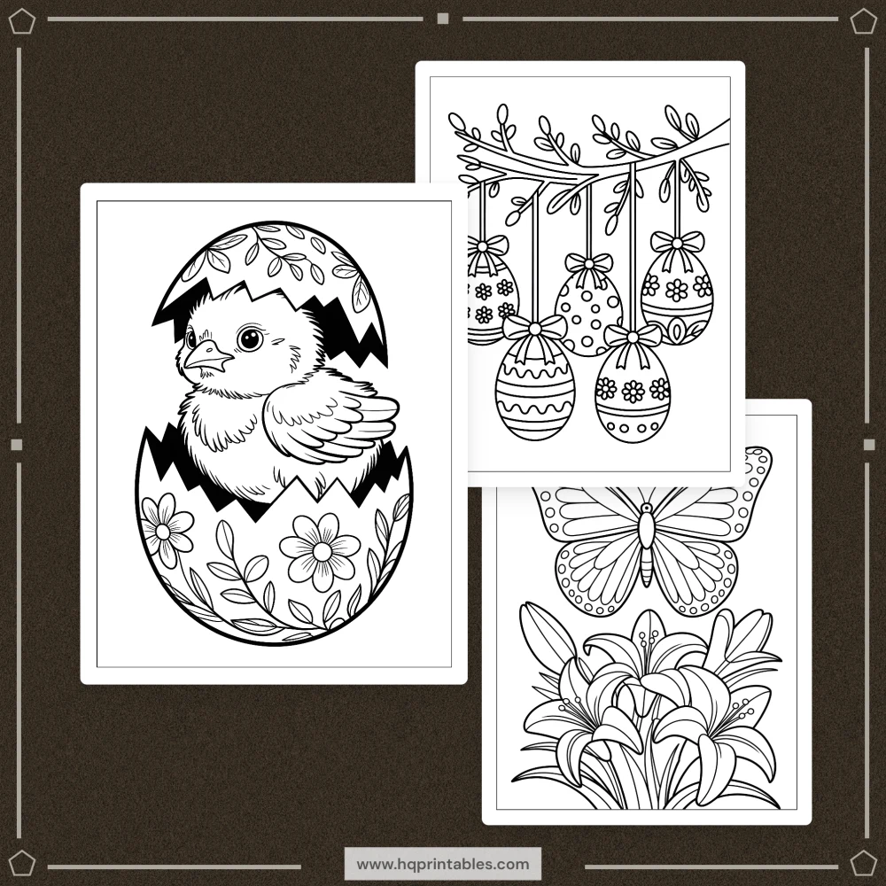 Downloadable Easter coloring book for adults featuring pastel spring bunny and floral printable pages
