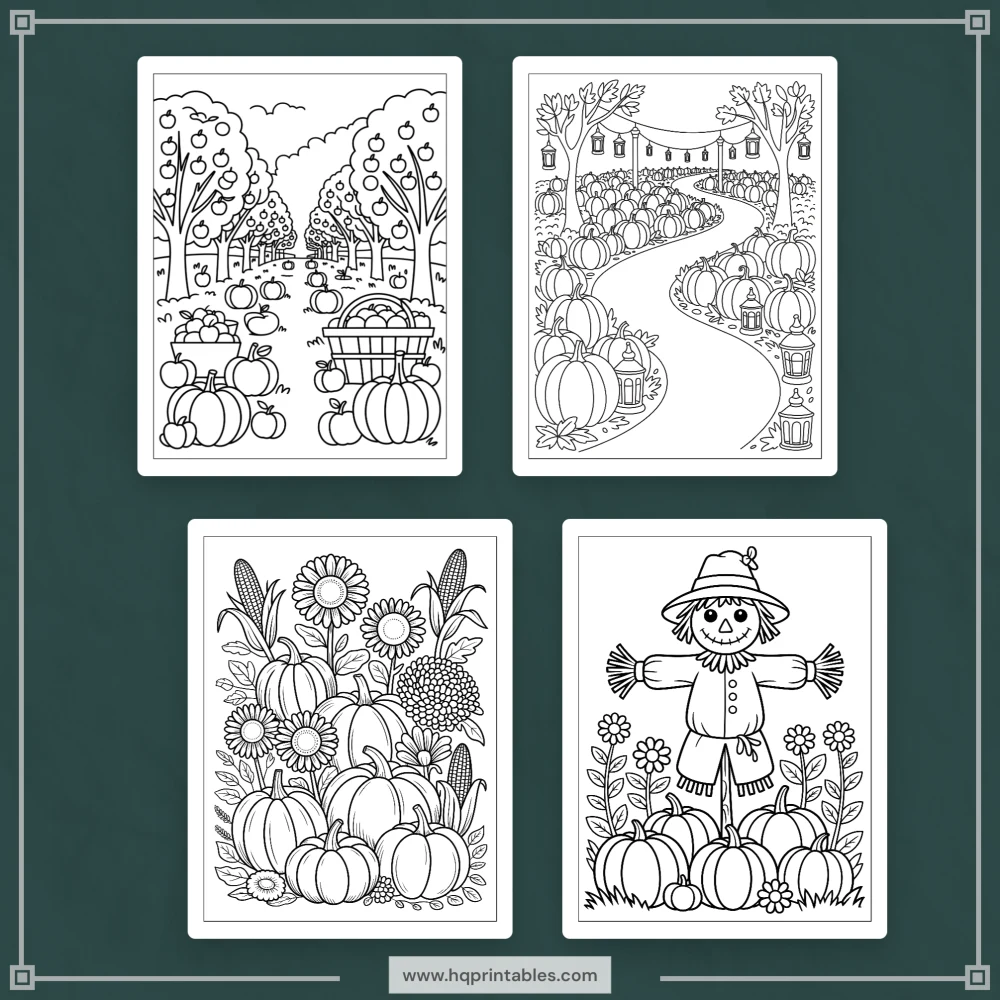 Printable Thanksgiving coloring book for adults featuring harvest gratitude and autumn pumpkin pages