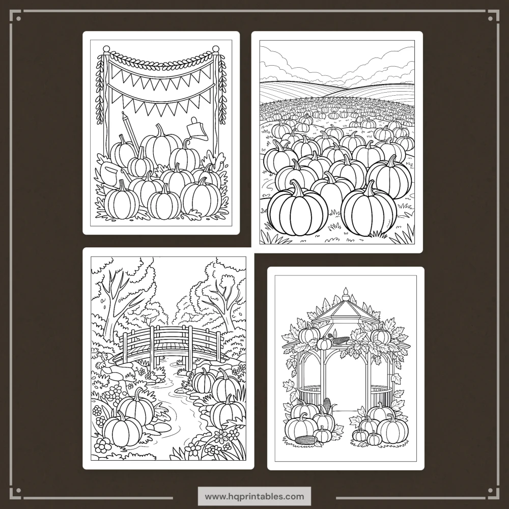 Printable Thanksgiving coloring book for adults featuring harvest gratitude and autumn pumpkin pages