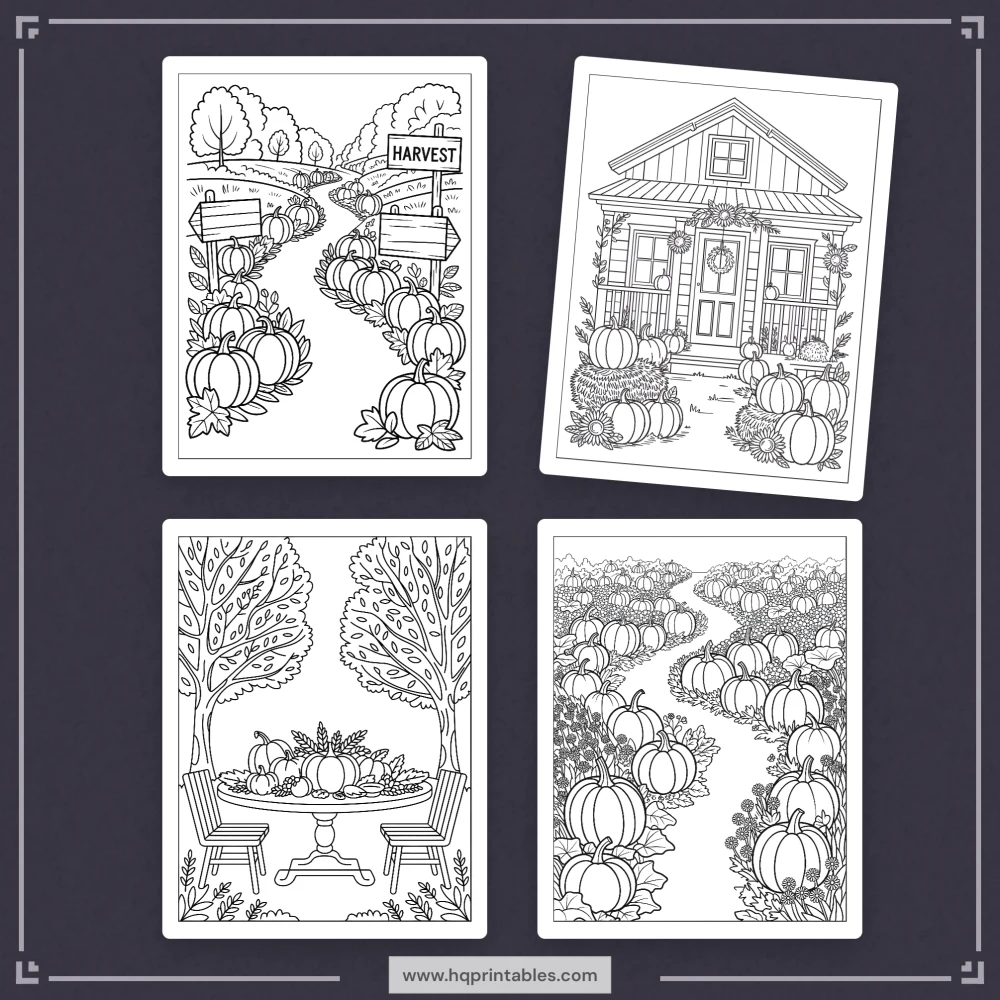 Printable Thanksgiving coloring book for adults featuring harvest gratitude and autumn pumpkin pages