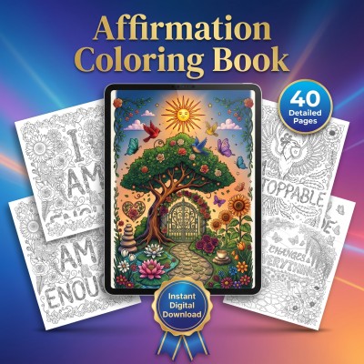 Affirmation Coloring Book Adult – Daily Positive Mental Wellness Self Care Printable Pages