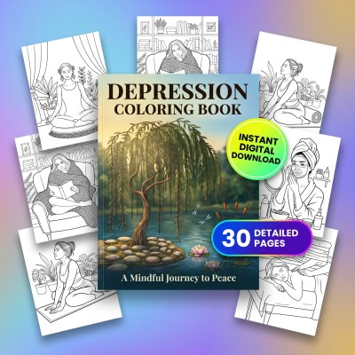 Depression Coloring Book Adult – Gentle Mental Health Self Care Mindful Printable Coloring Pages