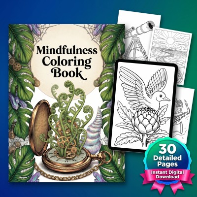 Mindfulness Coloring Book Adult – Meditation Patterns Calm Printable Digital Coloring Pages