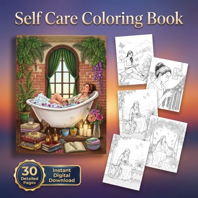 Self Care Coloring Book for Women – Adult Relaxation Mental Wellness Printable Coloring Pages