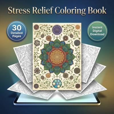 Stress Relief Coloring Book Adult – Calming Mandala Patterns Mental Wellness Printable Pages