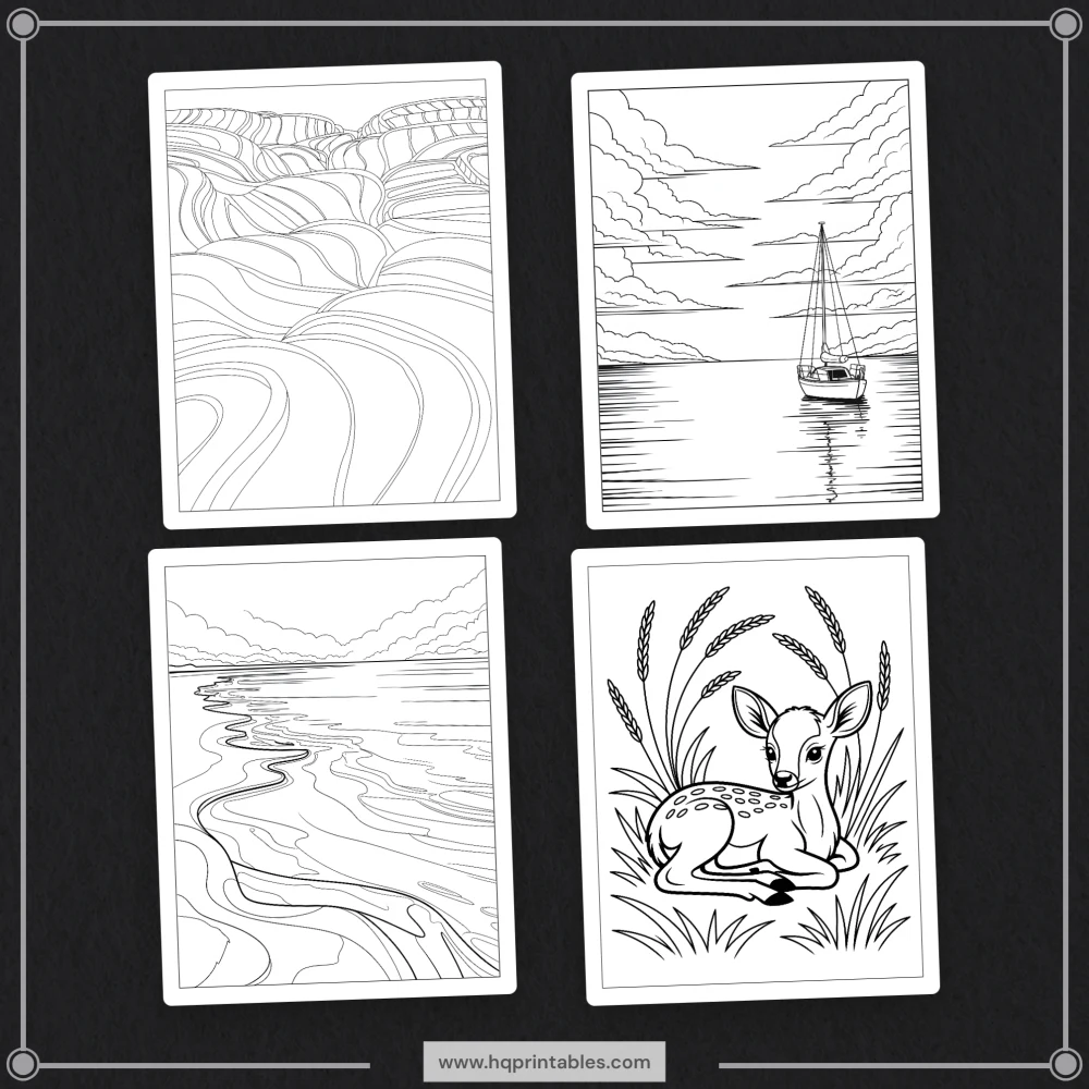 Downloadable bedtime coloring book for adults featuring calming pages for sleep anxiety and mental wellness