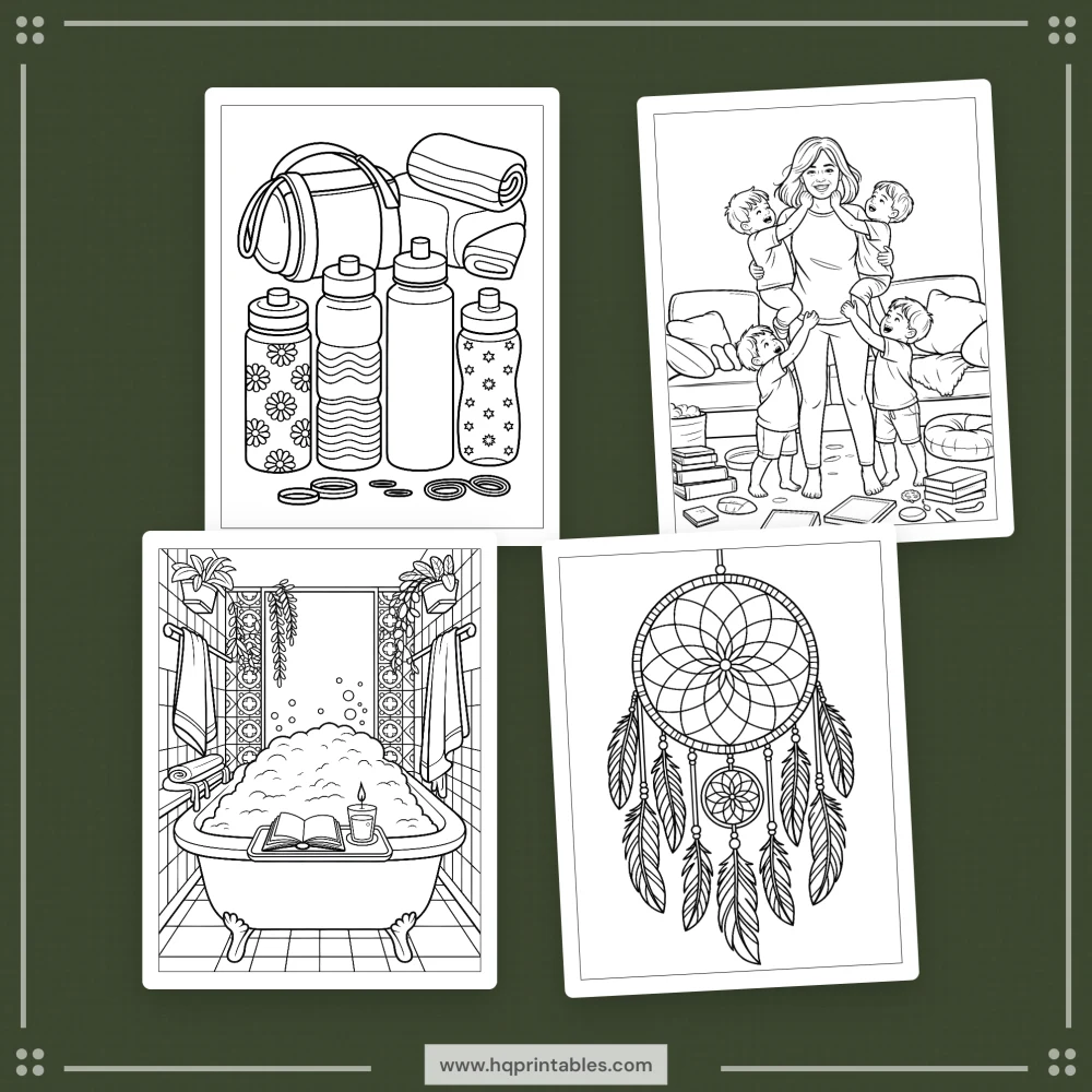 Printable emotional regulation coloring book for adults featuring mental health and mindfulness pages