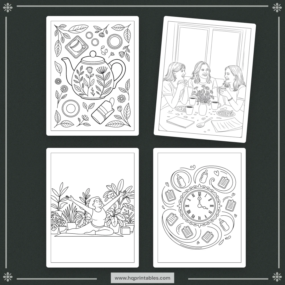 Printable emotional regulation coloring book for adults featuring mental health and mindfulness pages