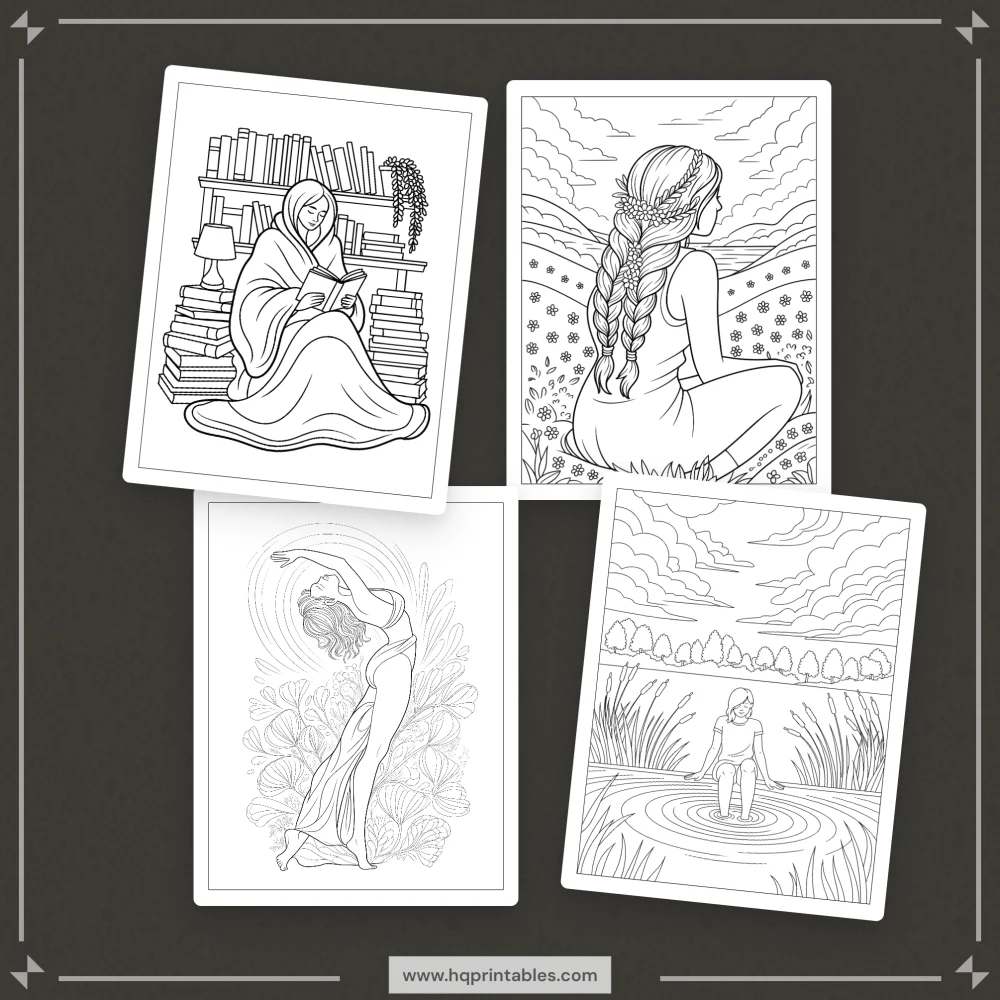 Printable focus coloring book for adults with ADHD featuring concentration and mental wellness brain training pages