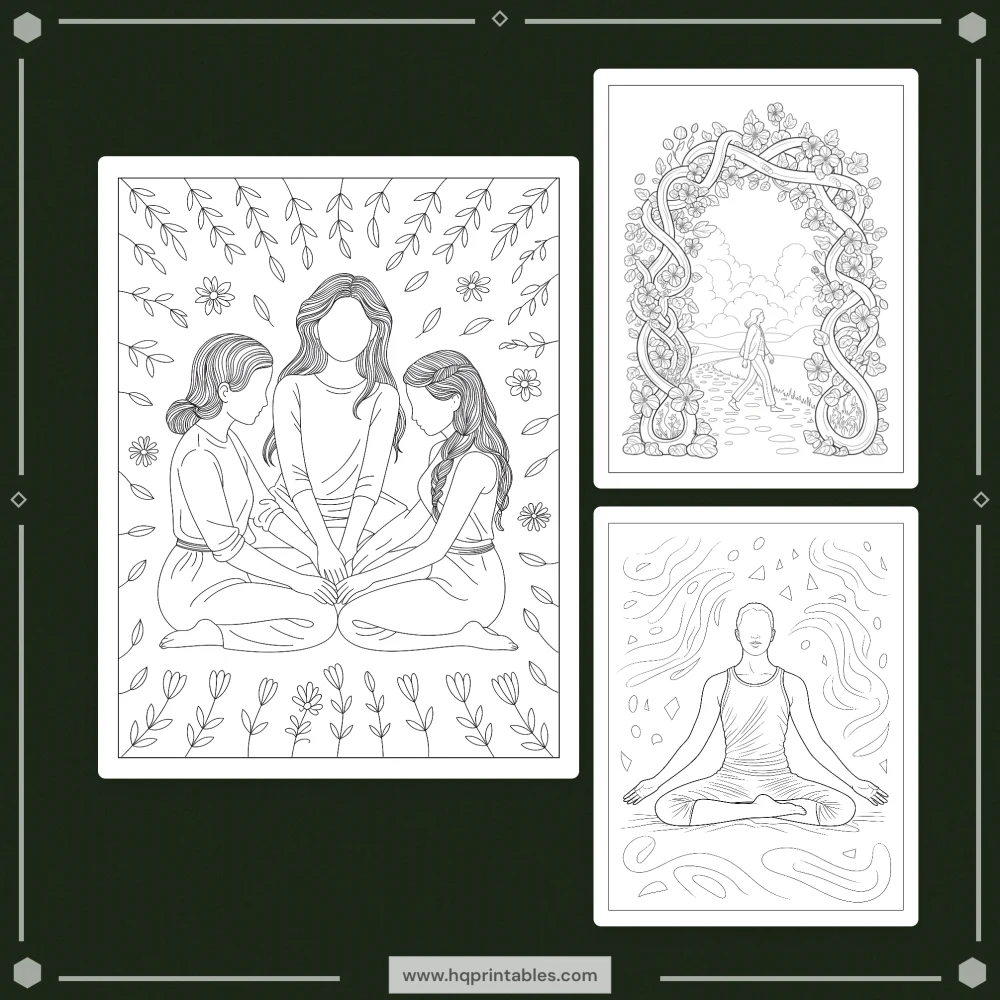 Printable focus coloring book for adults with ADHD featuring concentration and mental wellness brain training pages