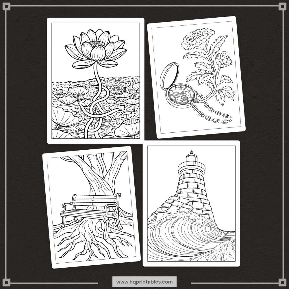Printable grief coloring book for adults featuring healing loss bereavement and mental wellness pages