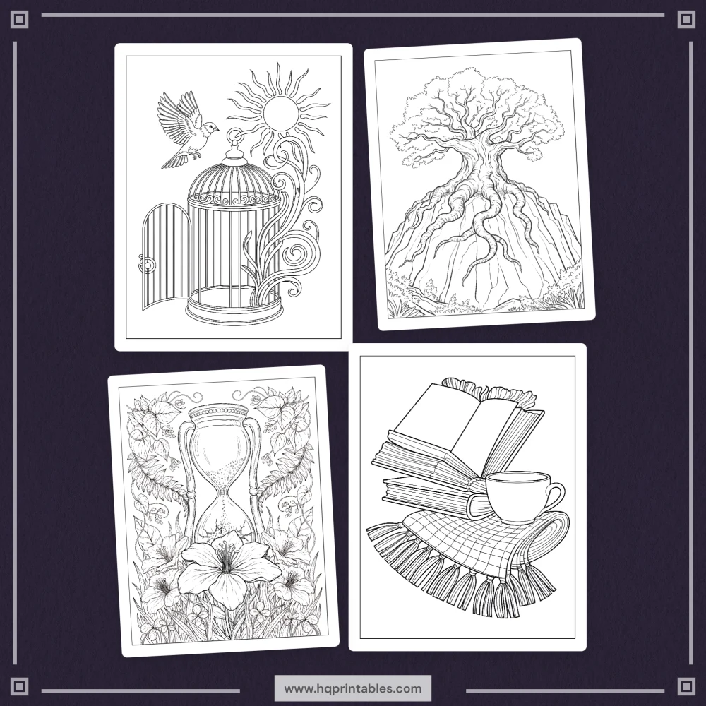 Printable grief coloring book for adults featuring healing loss bereavement and mental wellness pages