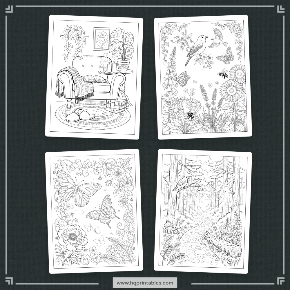 Printable overstimulated mom coloring book featuring sensory overload recovery and mental wellness pages