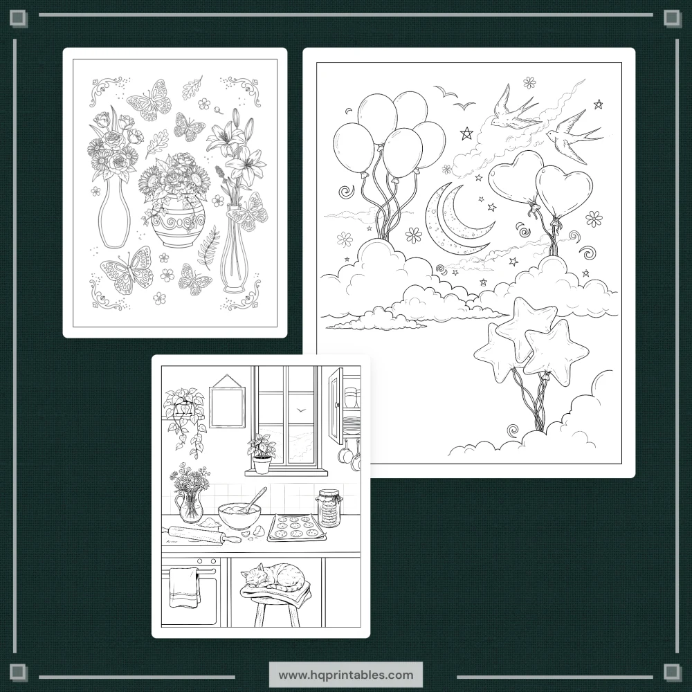Printable overstimulated mom coloring book featuring sensory overload recovery and mental wellness pages