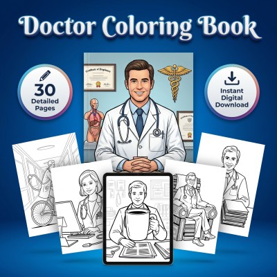 Doctor Coloring Book – Physician MD Medical Worker Gift Funny Adult Printable Coloring Pages