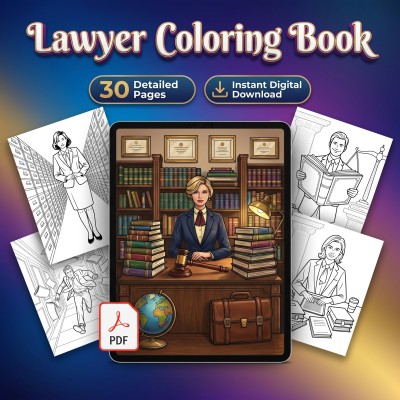 Lawyer Coloring Book – Attorney Law Office Funny Gift Adult Printable Coloring Pages Download
