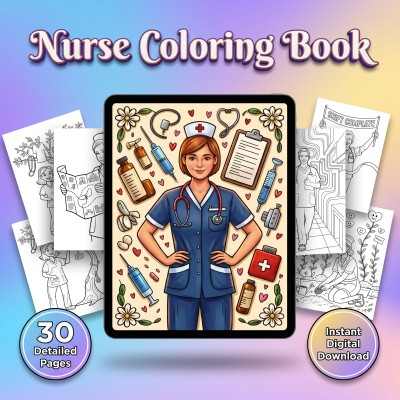Nurse Coloring Book – RN Healthcare Worker Gift Funny Adult Printable Coloring Pages Download
