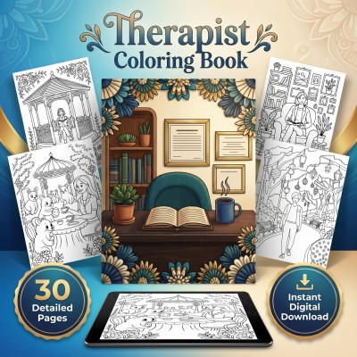 Therapist Coloring Book – Counselor Mental Health Professional Gift Adult Printable Pages