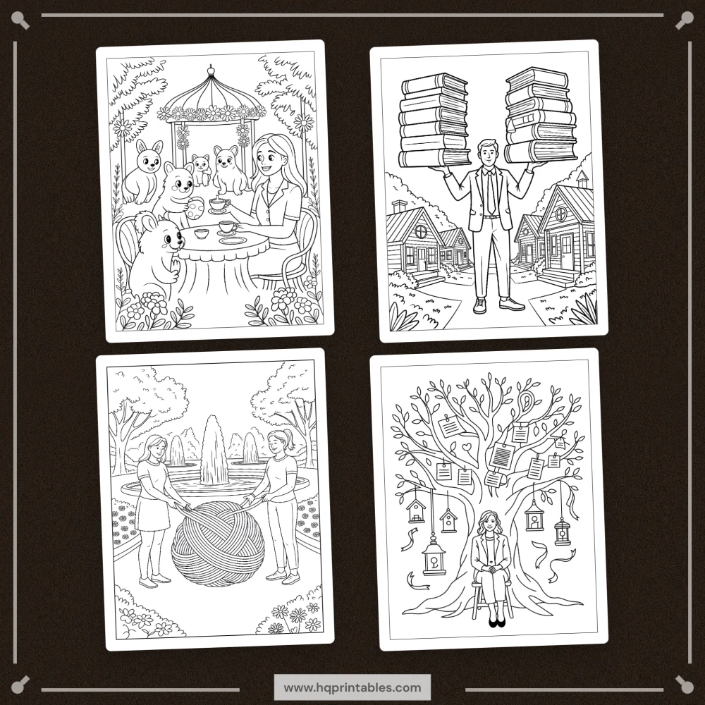 Printable therapist coloring book for adults featuring counselor and mental health professional gift pages
