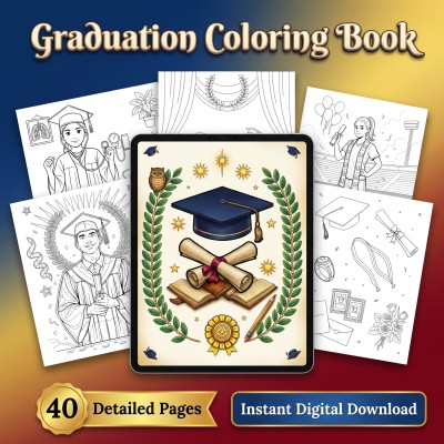 Graduation Coloring Book – College High School Senior Grad Gift Adult Printable Coloring Pages