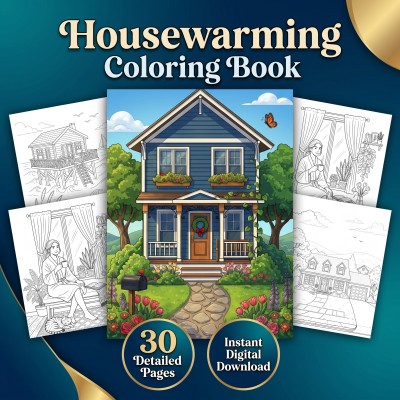 Housewarming Coloring Book – New Home Owner Gift First Home Adult Printable Coloring Pages Download